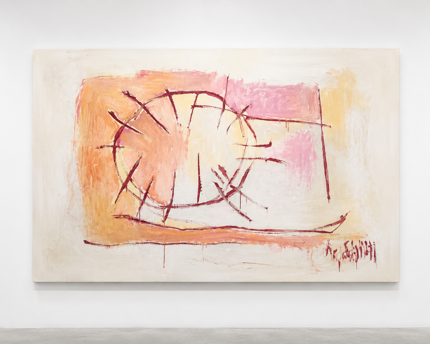 A Sun That Fell Into The Pool And Drowned, 2026, acrylic on linen, 100x160cm