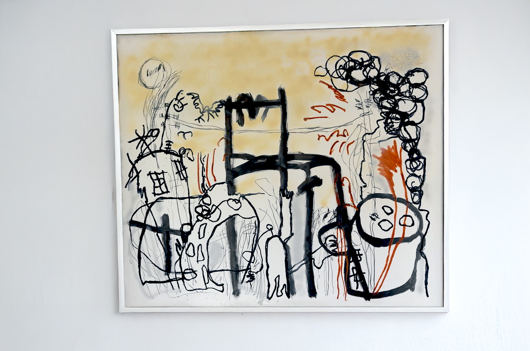 First thing in the morning, 2024, mixed media on paper, 180x150cm
