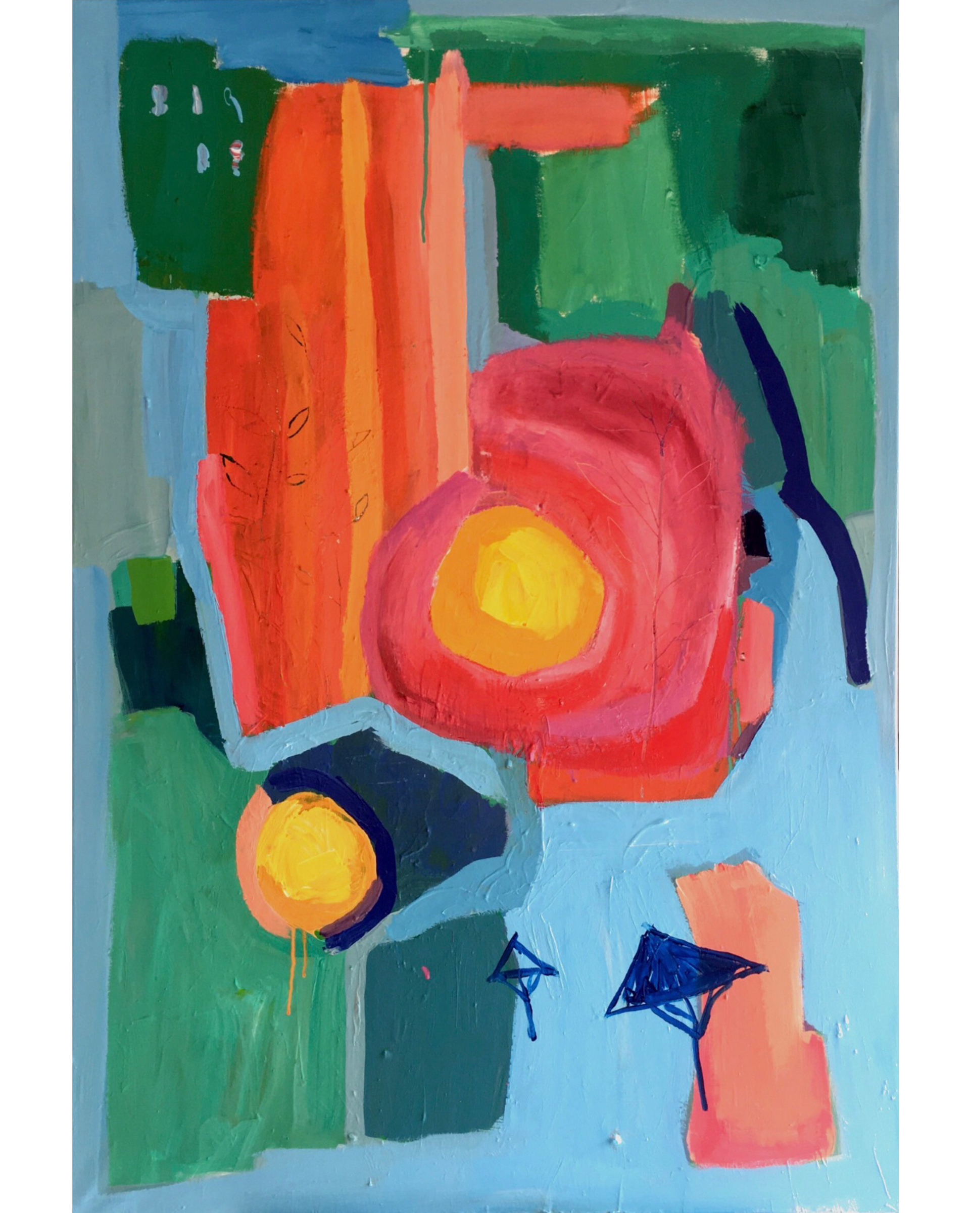 Lonely single parasol, 2023, acrylic, 120x80cm