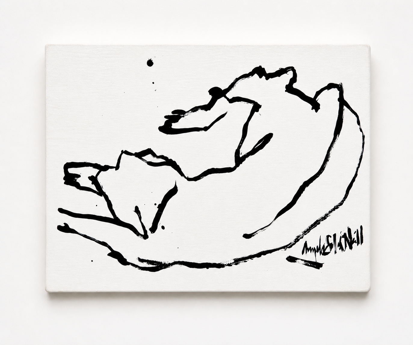 Lying dog, 2026, acrylic on wood, 30x42cm