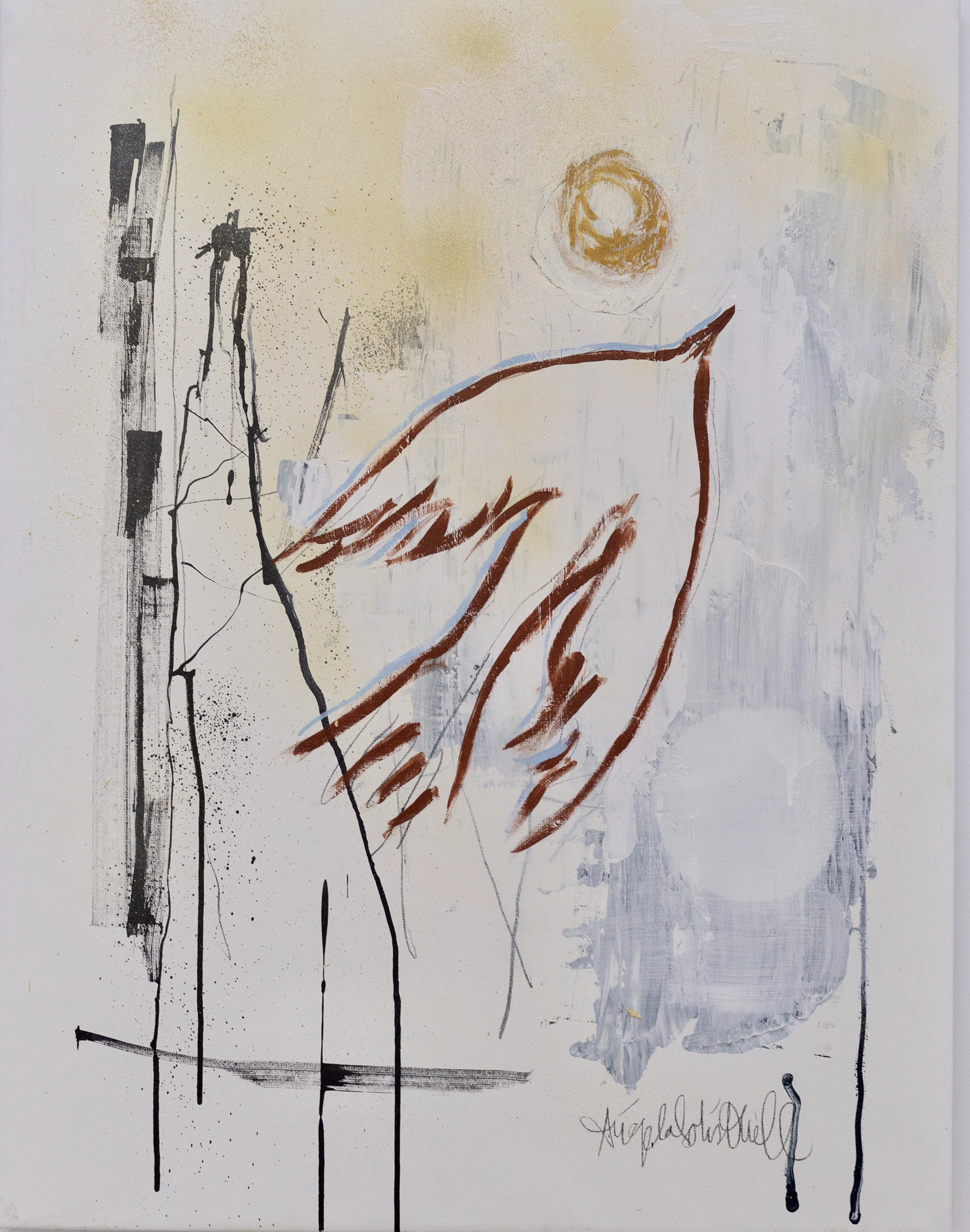 Whenever I whistle, 2025, mixed media on linen, 61x80cm