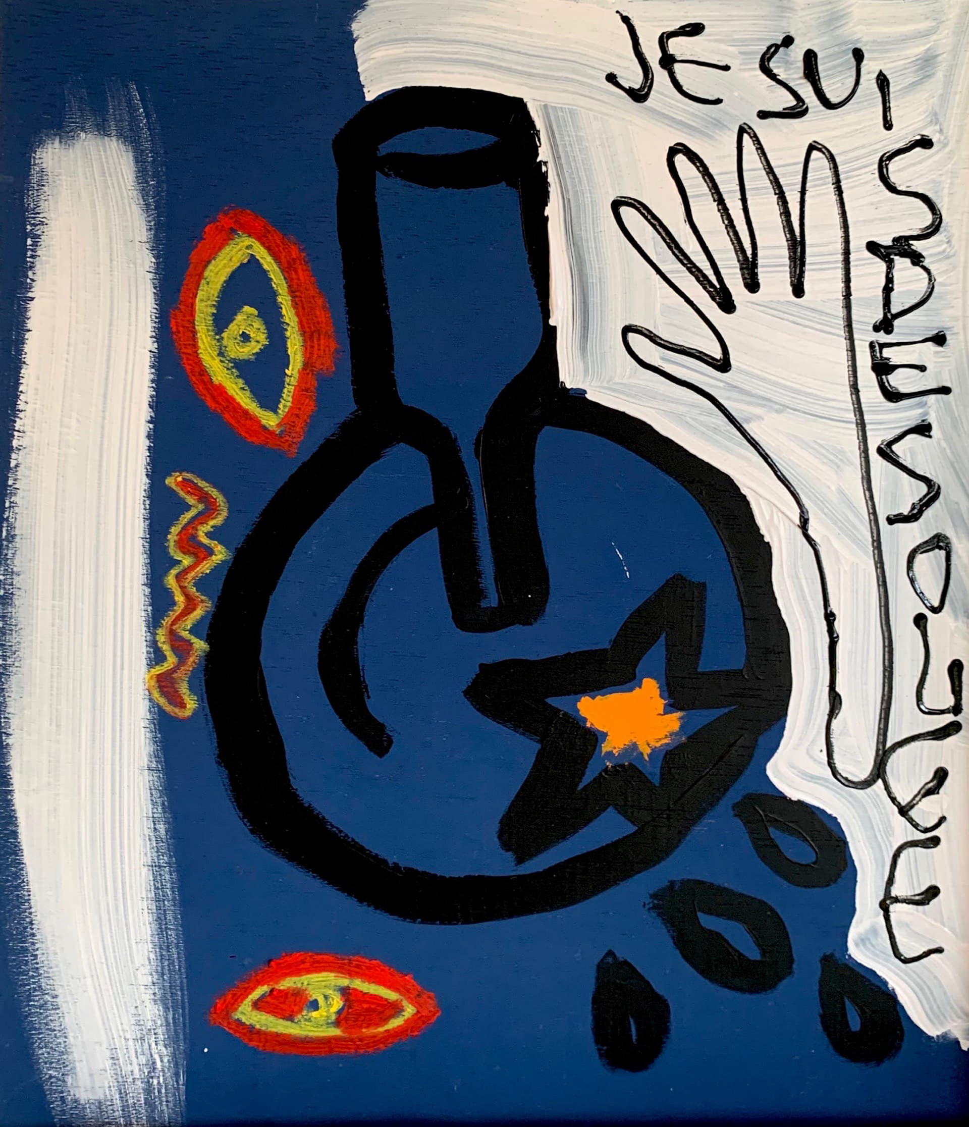 Dinner alone (blue), 2023, acrylic on wood