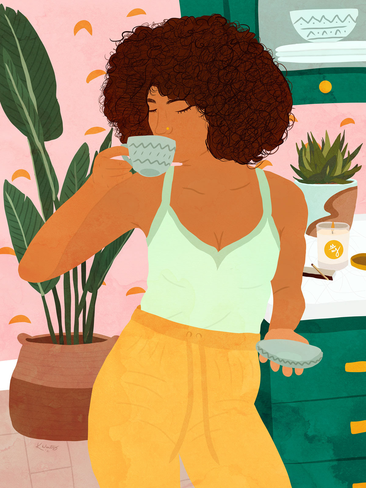 "Tea Time" digital illustration