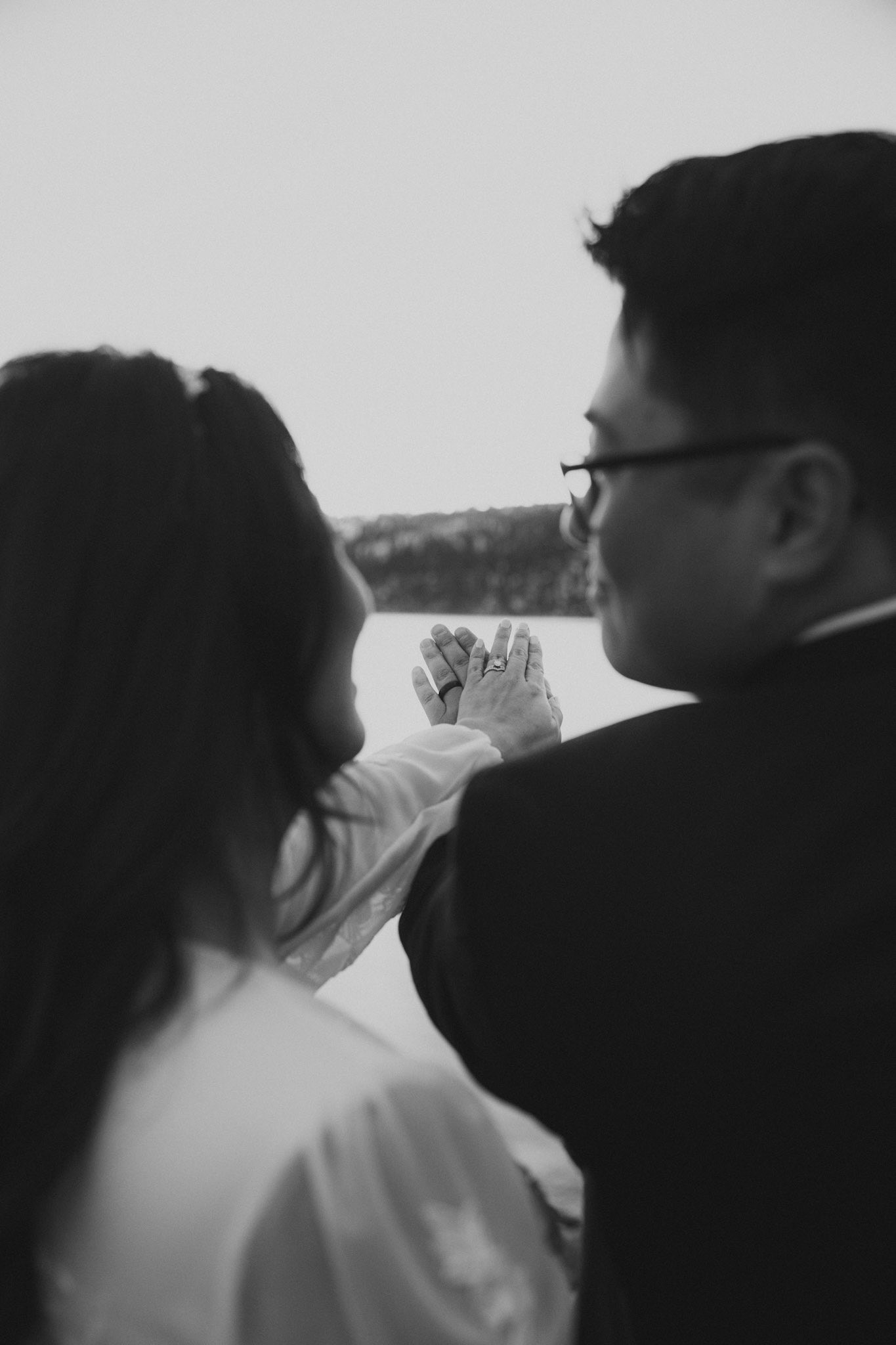 snowy lake tahoe elopement