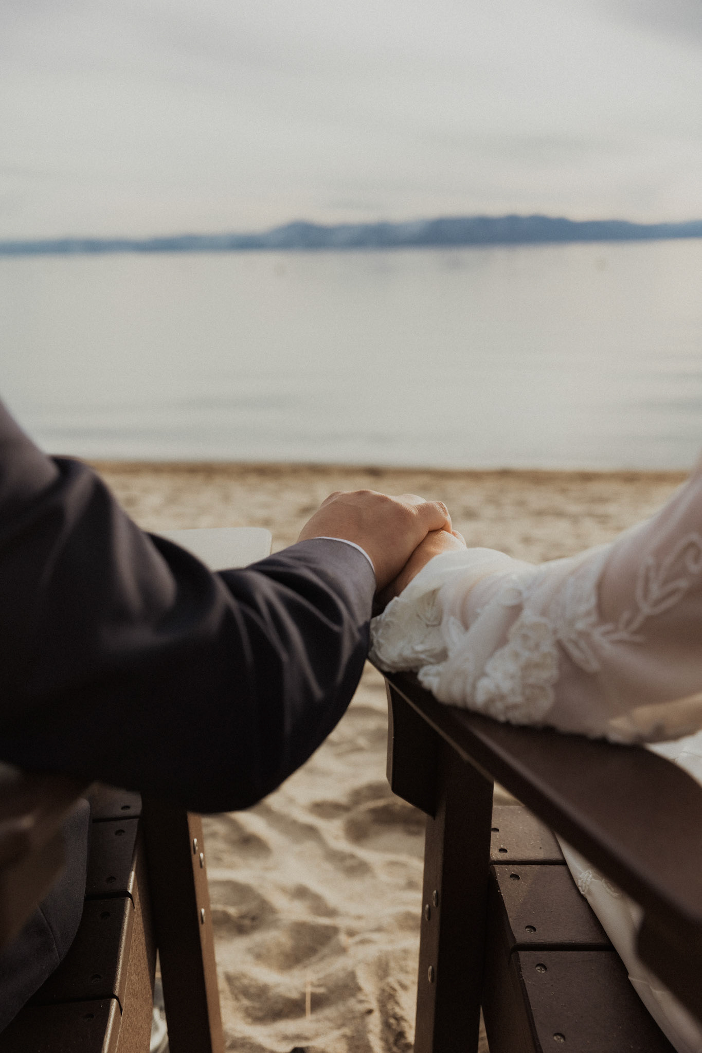 snowy lake tahoe elopement