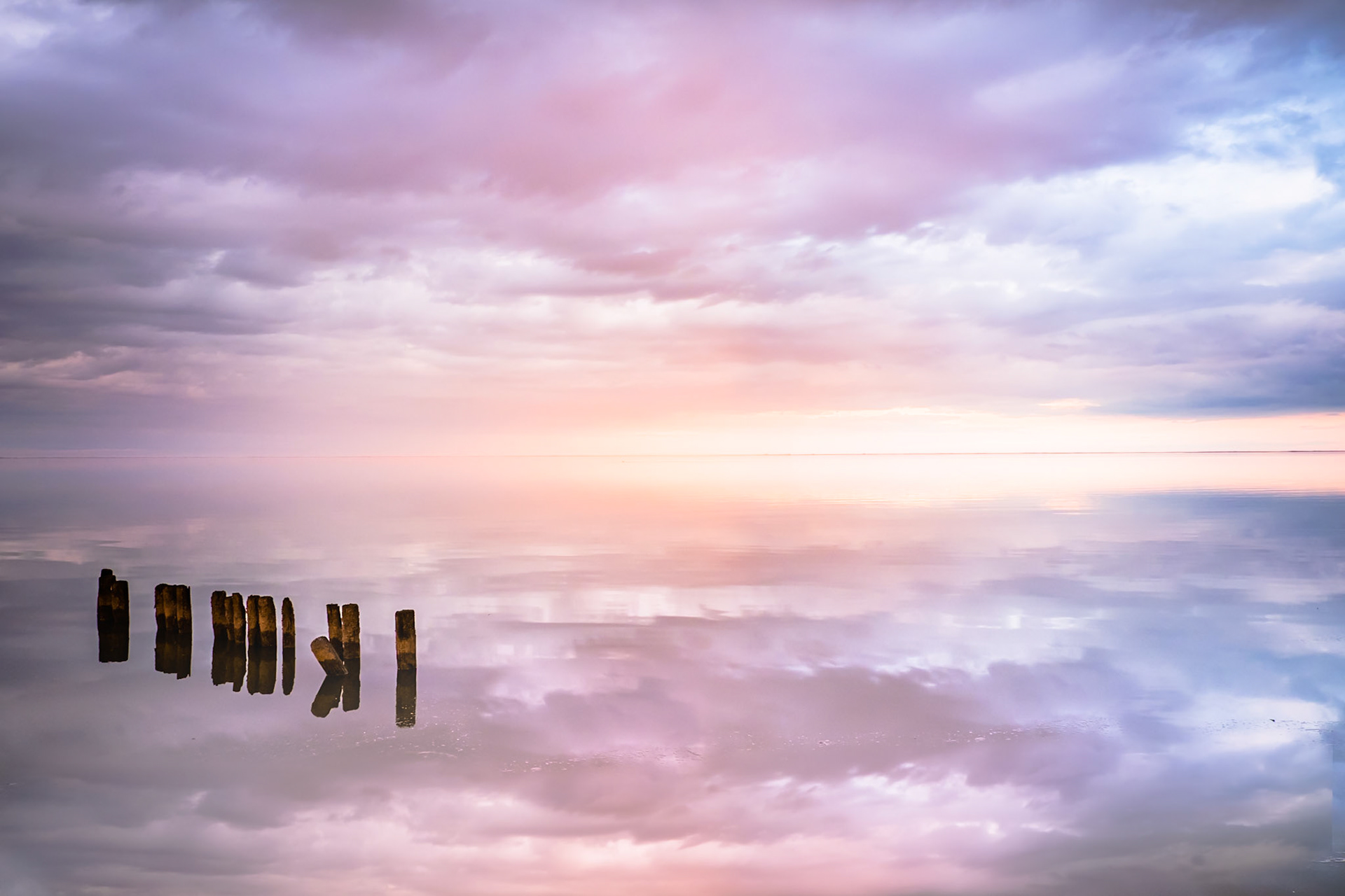 The mornng clouds were a perfect pastel reflection on the lake.