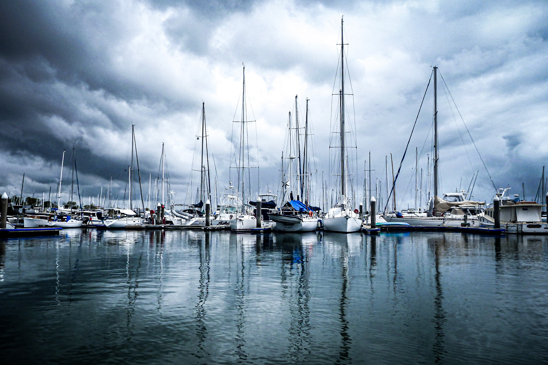 Manly Boat Harbour, Bris QLD on a stormy day.