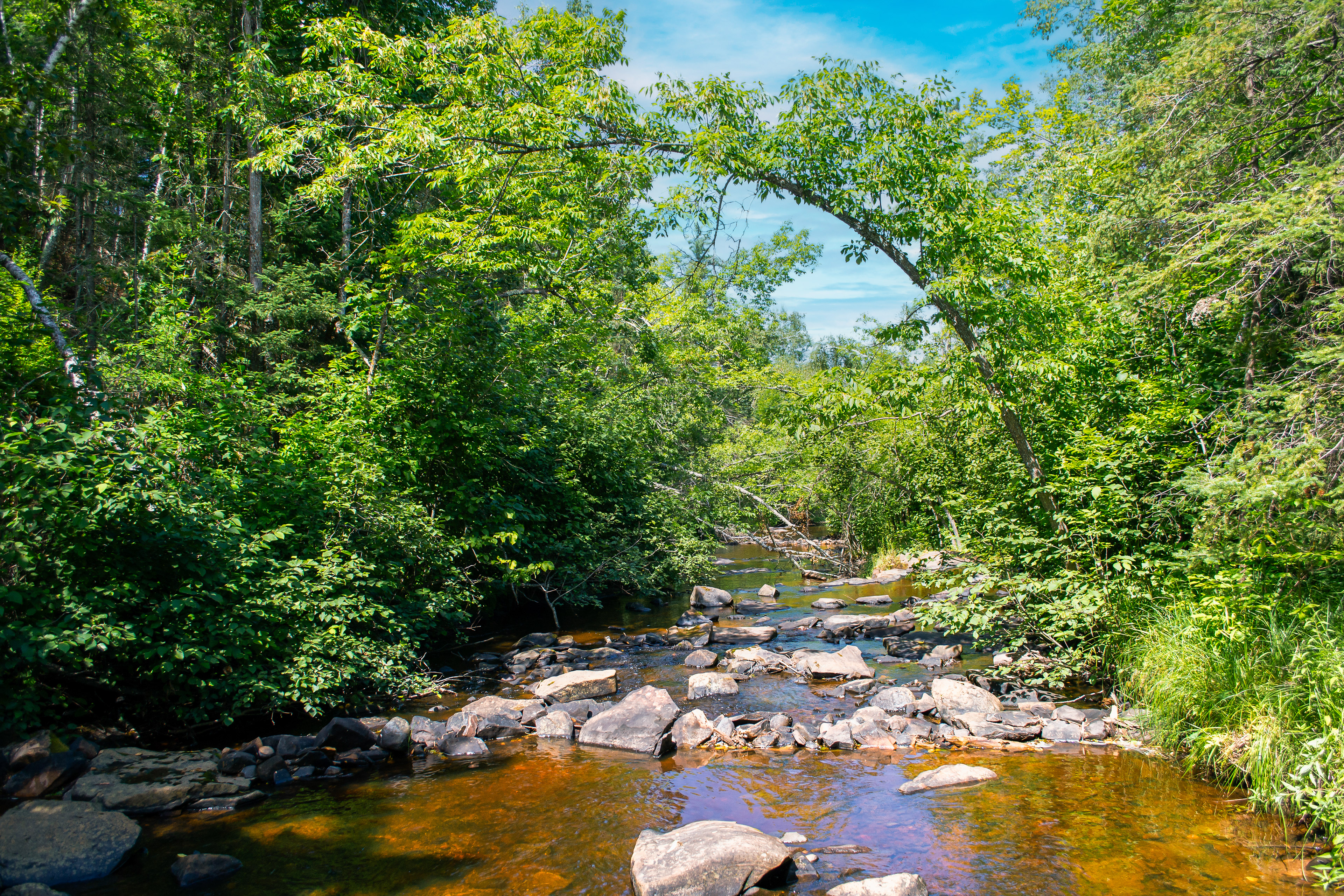 The Net River flows through Holyoke Park in Holyoke Township, Minnesota.