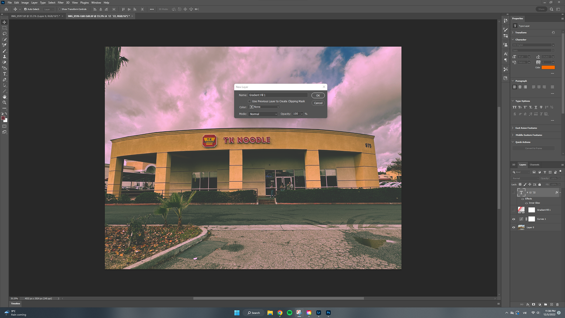 Create a gradient fill layer for the lighting effects and set it to "screen" to blends nicely