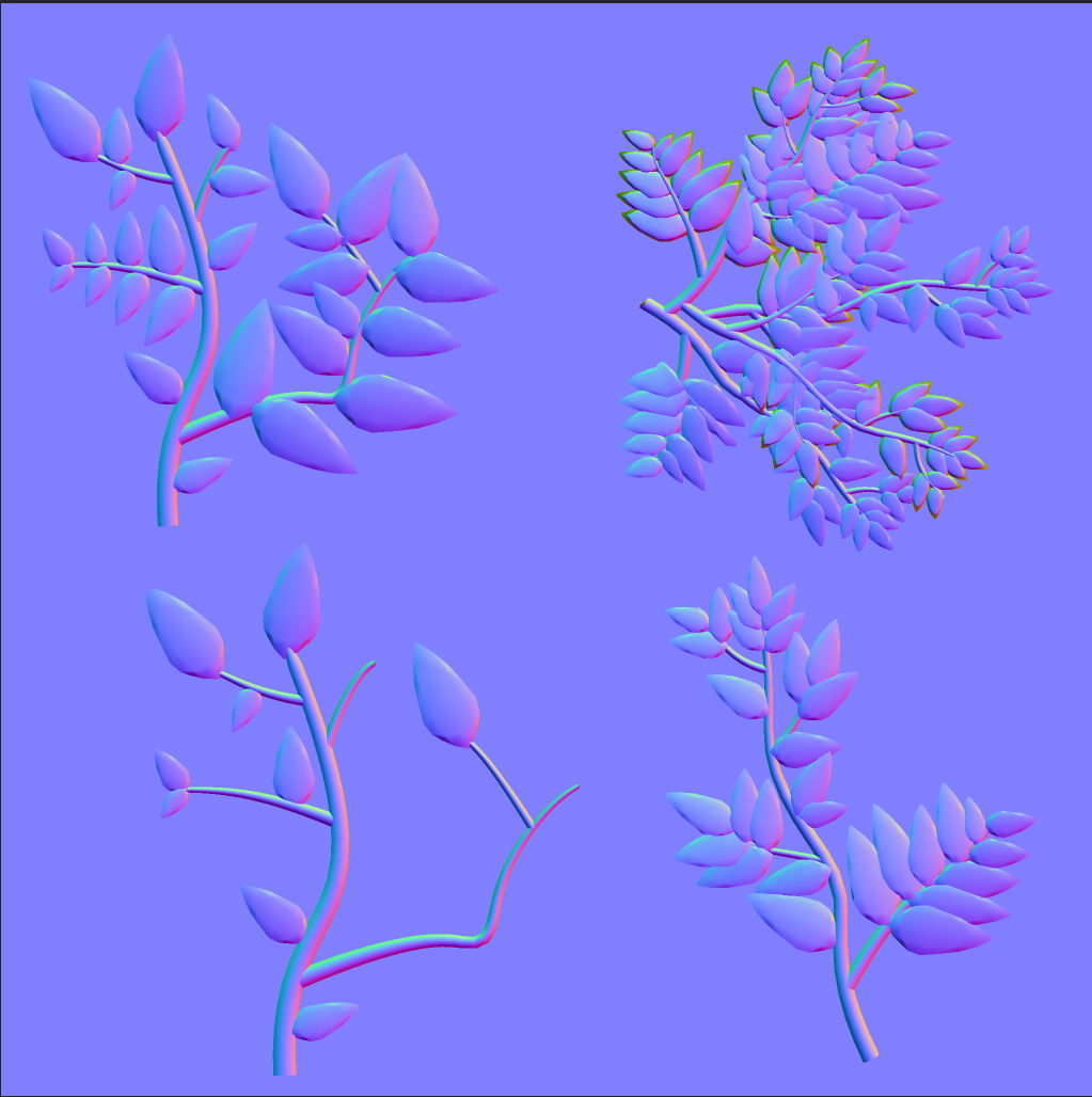 2048 x 2048 - Leaves and Branches Normal Map