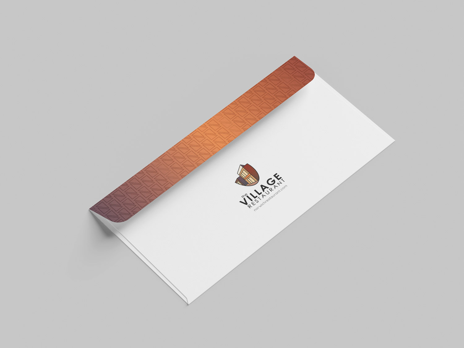 The Village Restaurant Envelope back view with closed flap