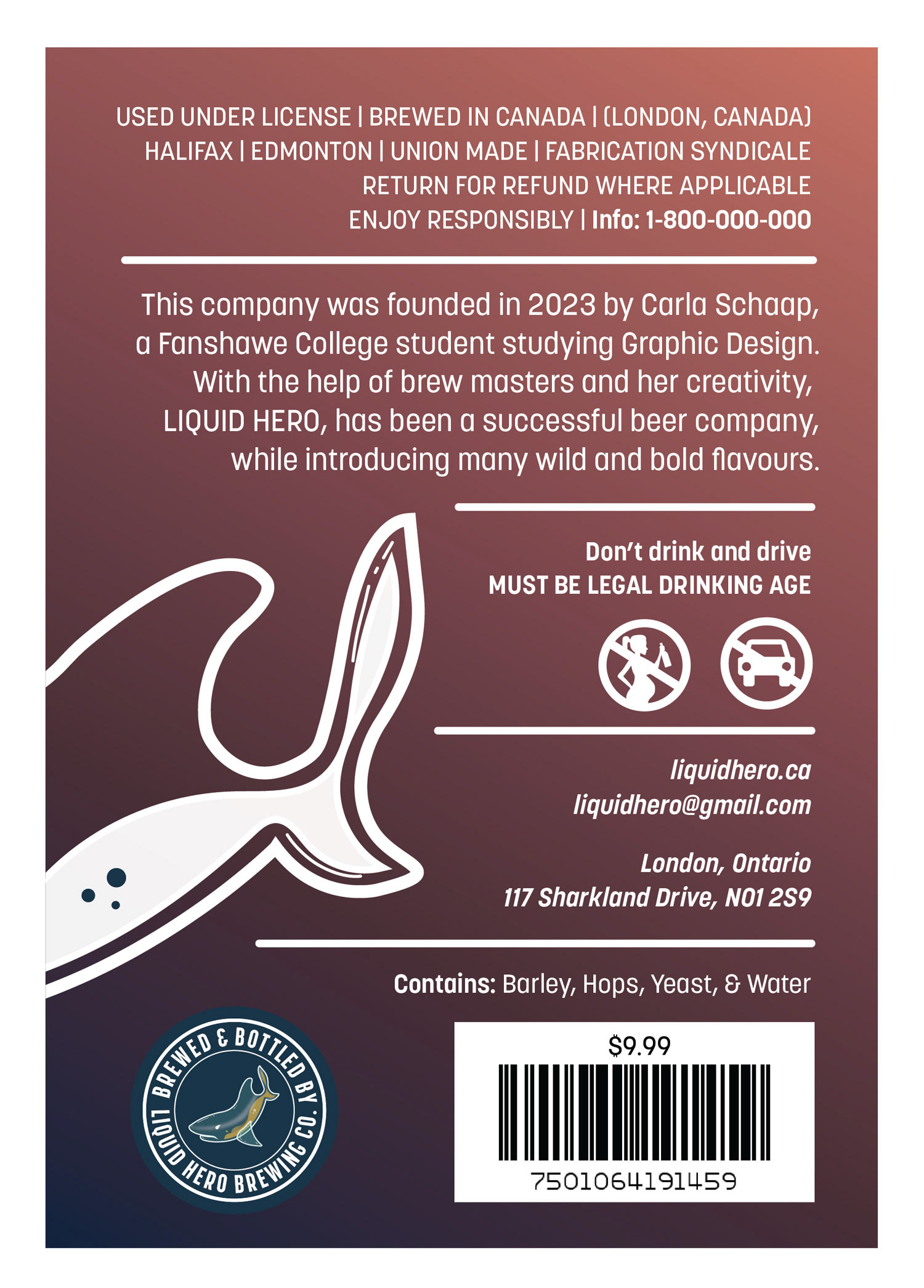 Liquid Hero Bait Red Ale Back Bottle Label