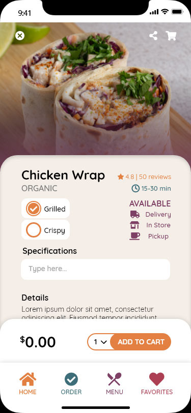 HomeMade meal description page