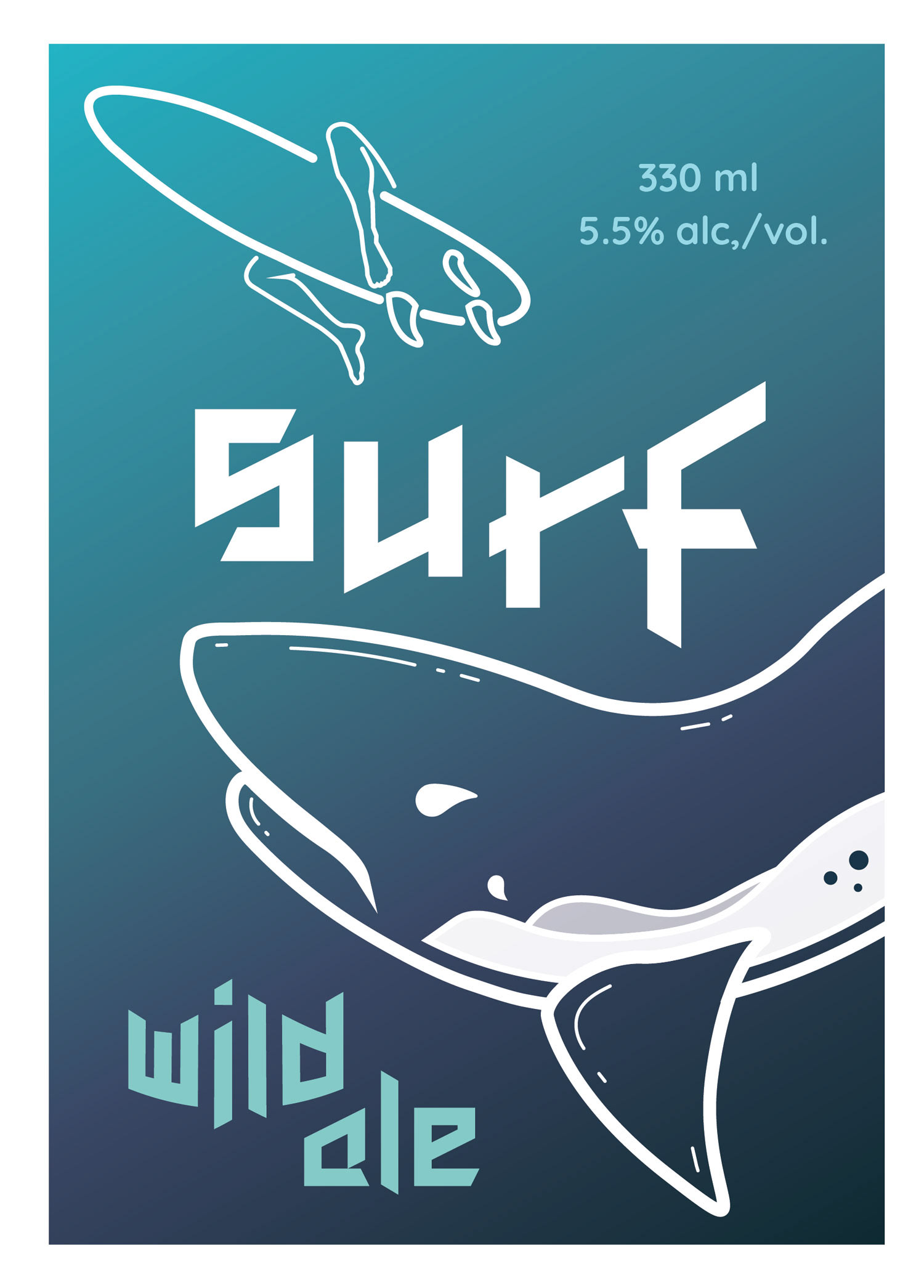 Liquid Hero Surf Wild Ale Front Bottle Label