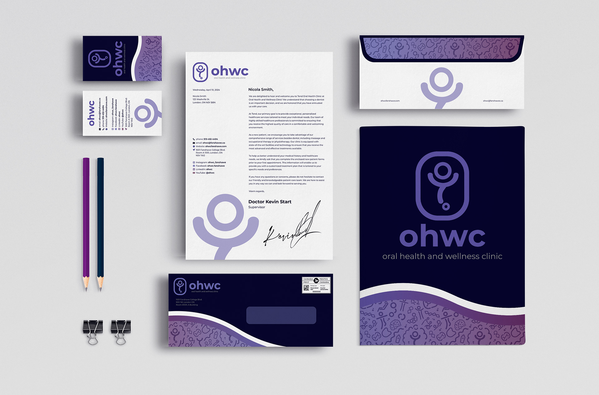 Oral Health & Wellness Clinic Stationary Identity Package