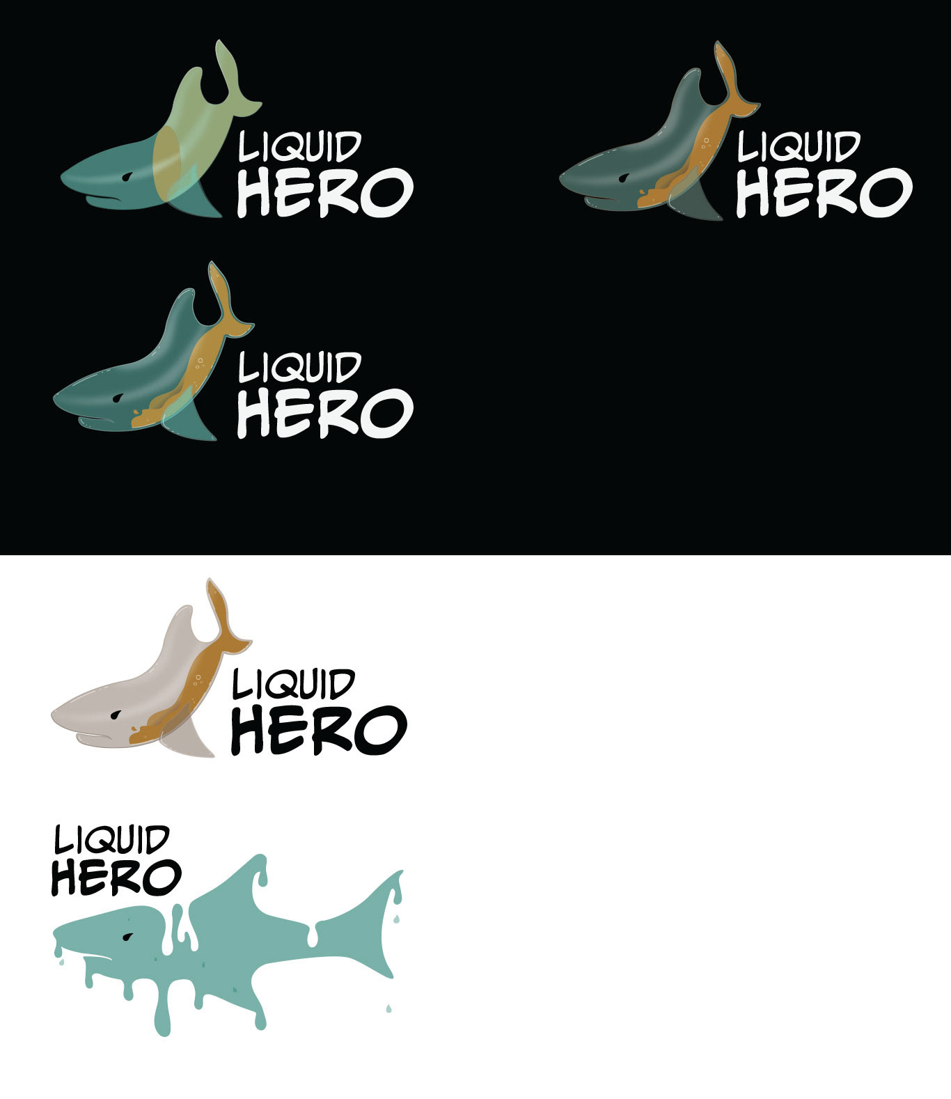 Liquid Hero shark logo process