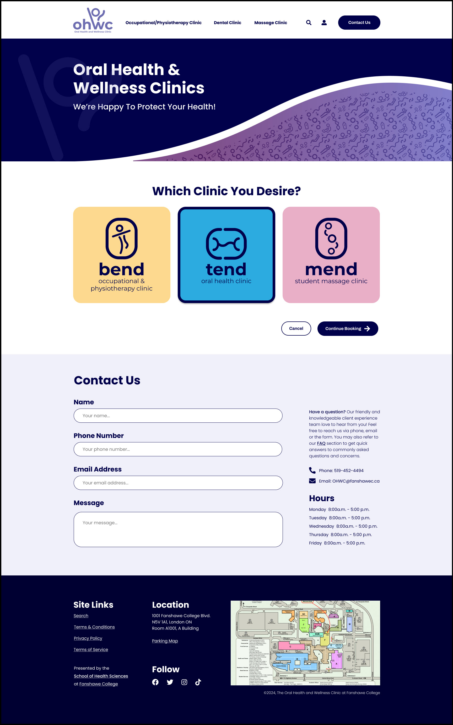Clinic Selection Page