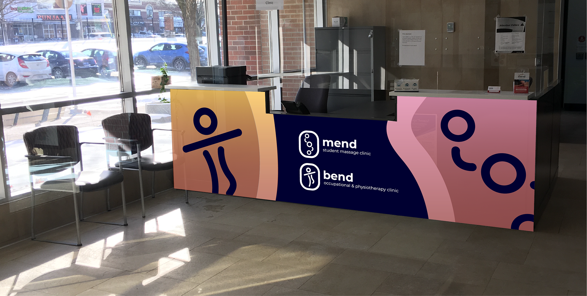 Mend Massage & Bend Occupational/Physiotherapy Reception Desk