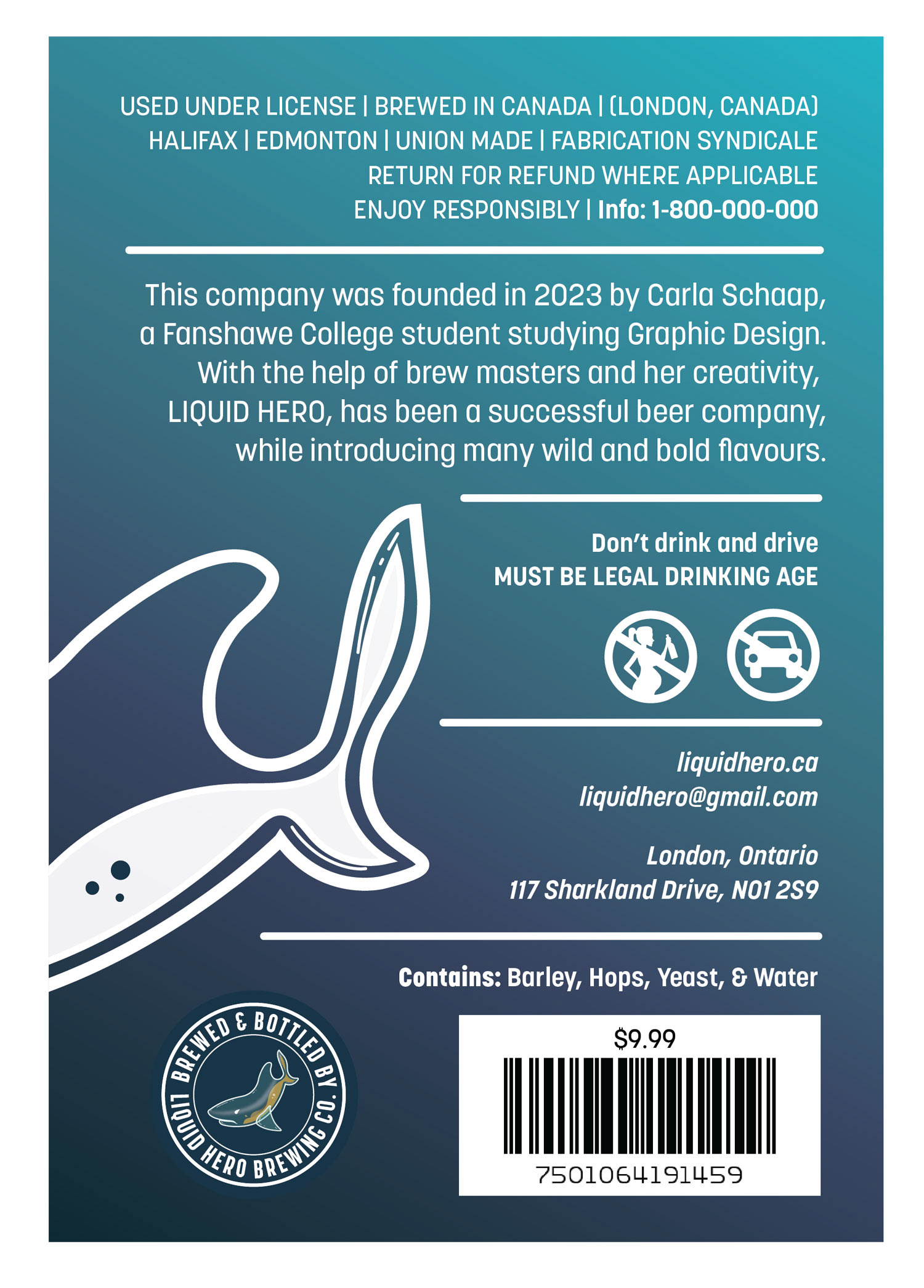 Liquid Hero Surf Wild Ale Back Bottle Label