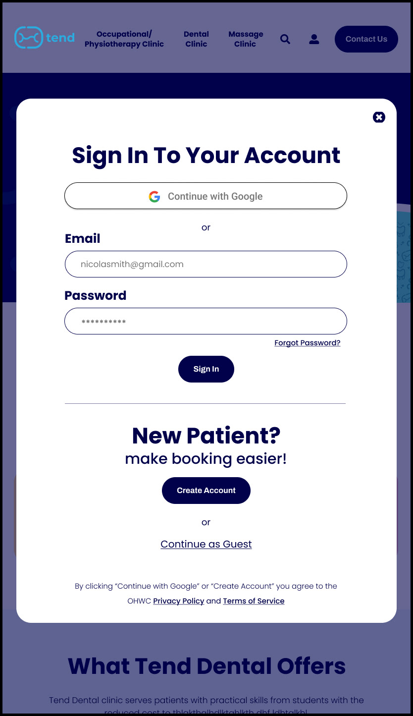 Log In/ Sign Up Overlay Tablet