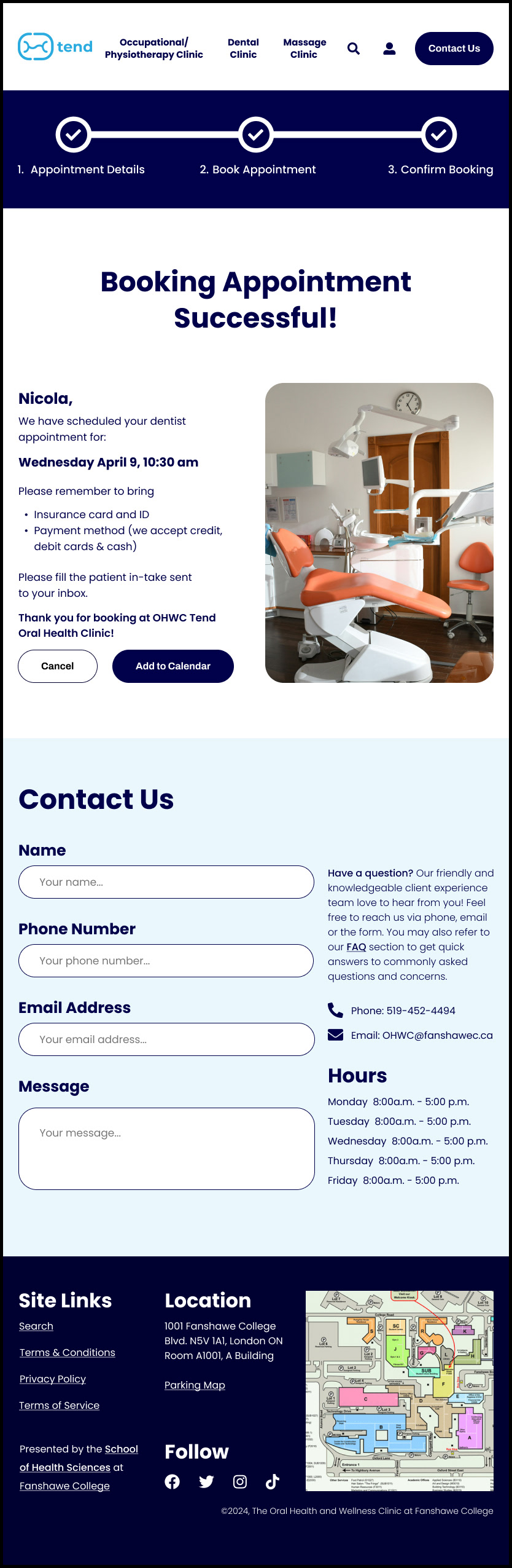 Completed Booking Page Tablet