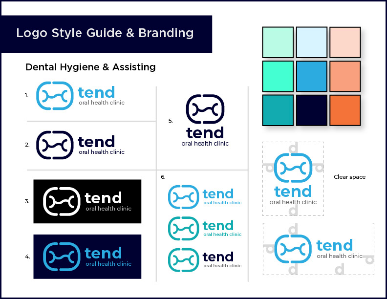 Logo Style Guide & Branding for Tend Oral Health Clinic