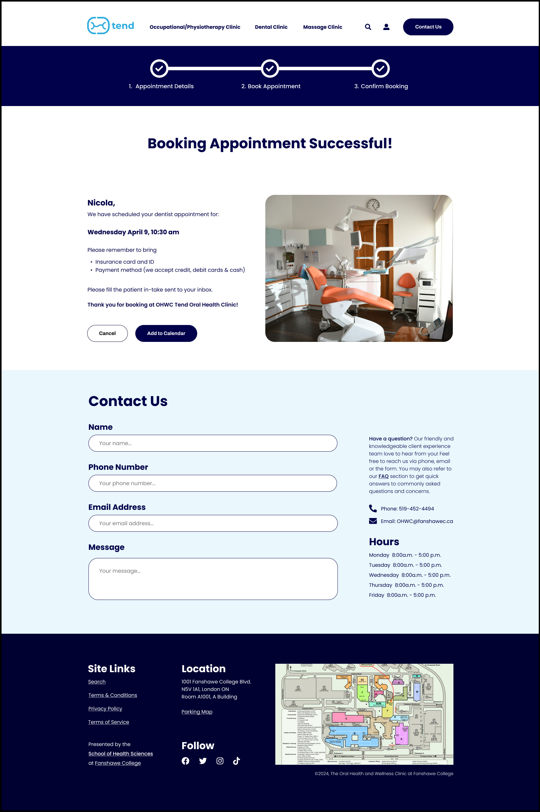 Completed Booking Page