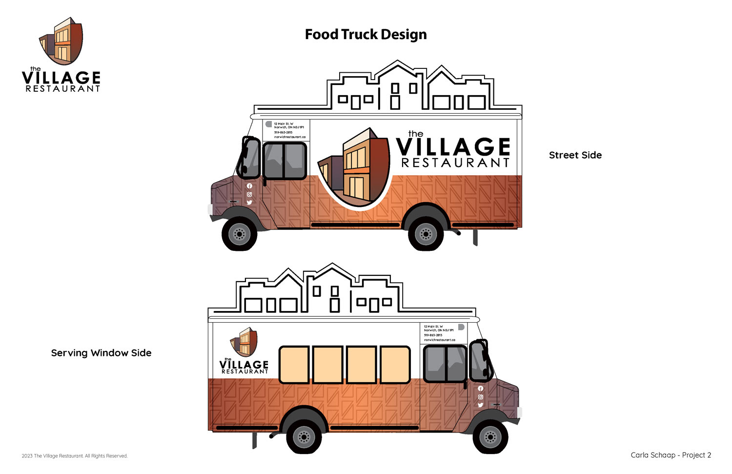 The Village Restaurant Mascot Food Truck Street & Window Serving Side