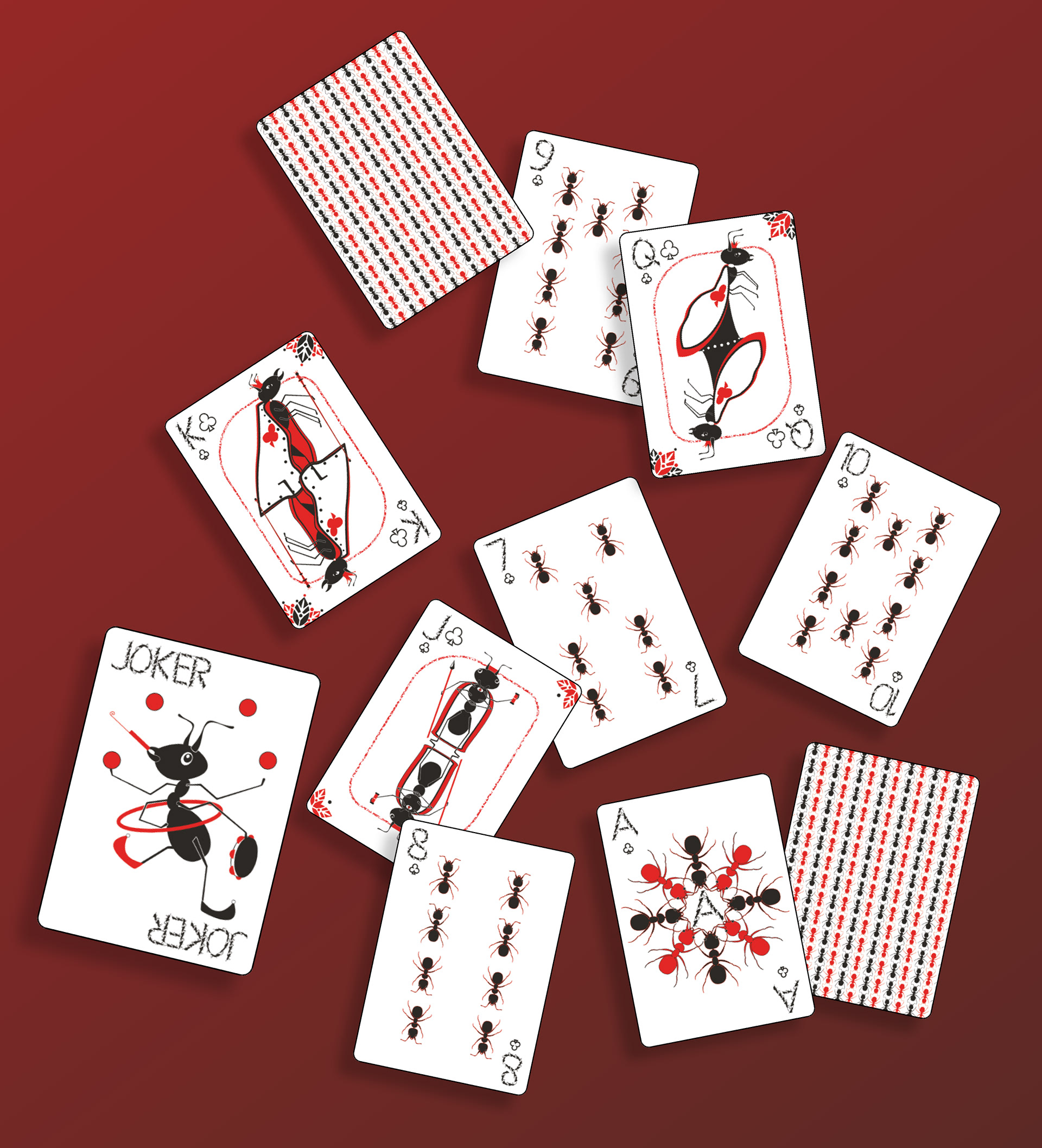 Layout of cards on Casino red table