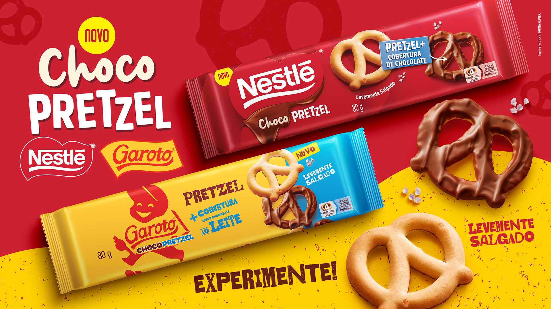 Key Visual Chocopretzel Nestlé e Garoto juntos.