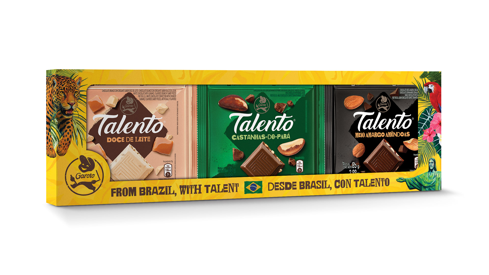 Embalagem de chocolates Talento vista de frente.