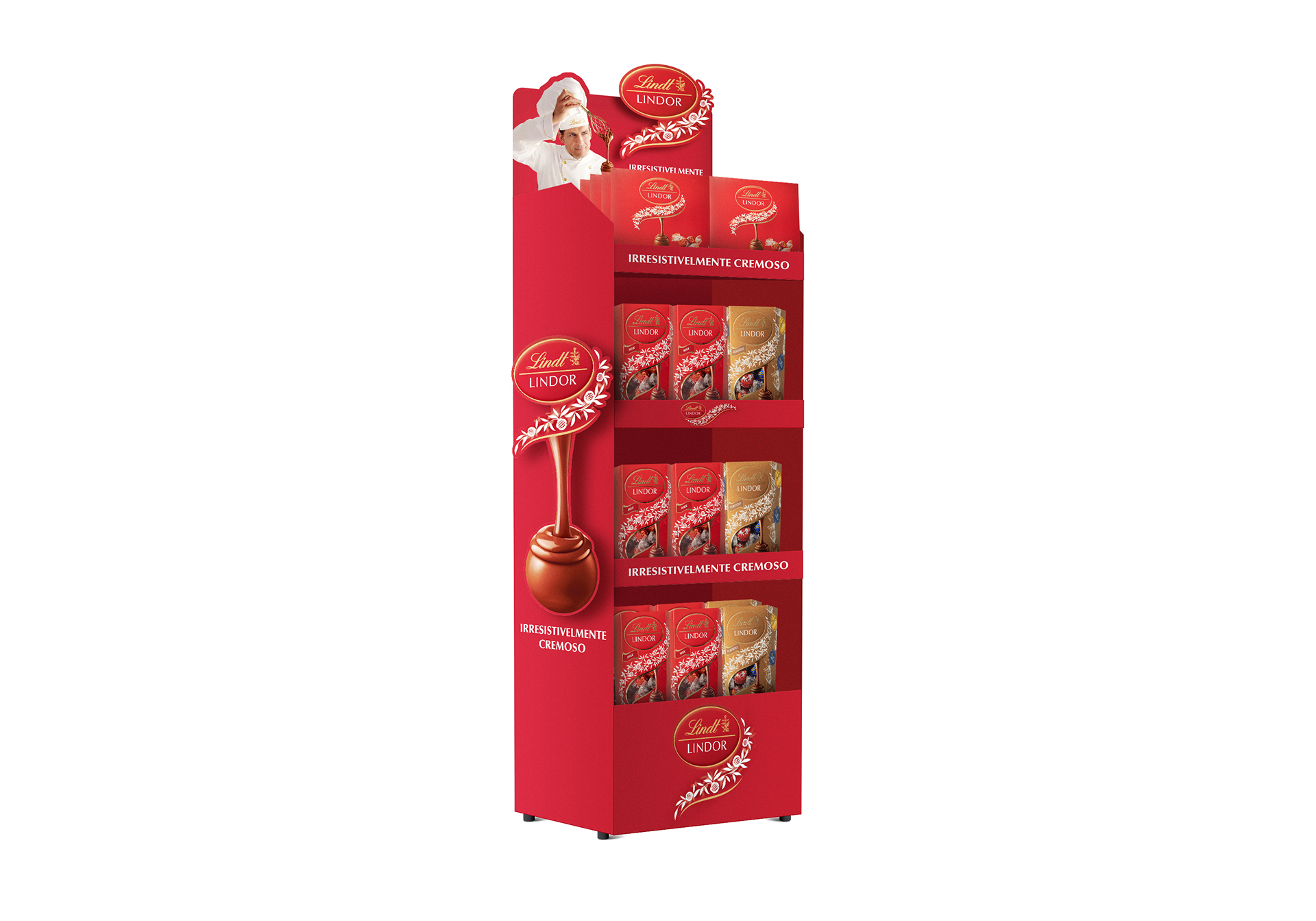 Image may contain: Display ovos de páscoa Lindt.