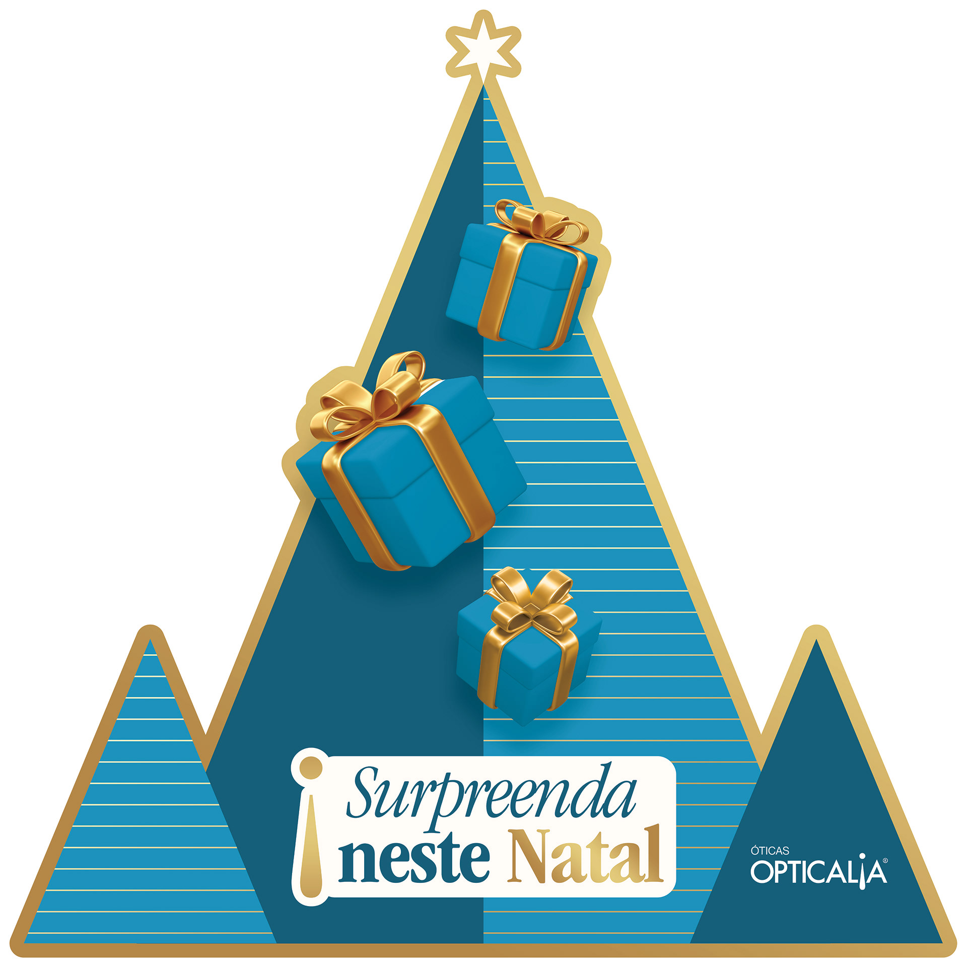 Image may contain: Adesivo de chão da campanha de natal da Opticalia 2024.