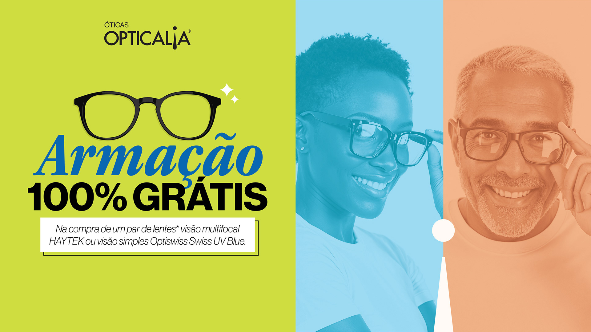 Key Visual campanha Opticalia, uso de modelos e call to action