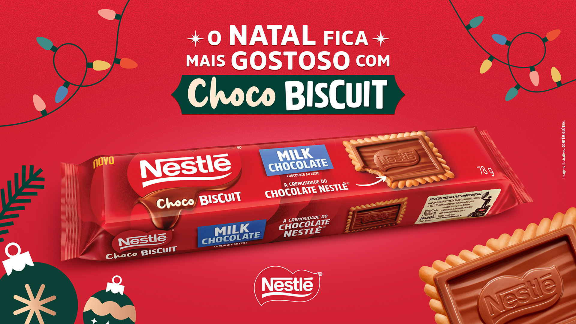 Image may contain: Key Visual Chocobiscuit Natal, versão Nestlé.