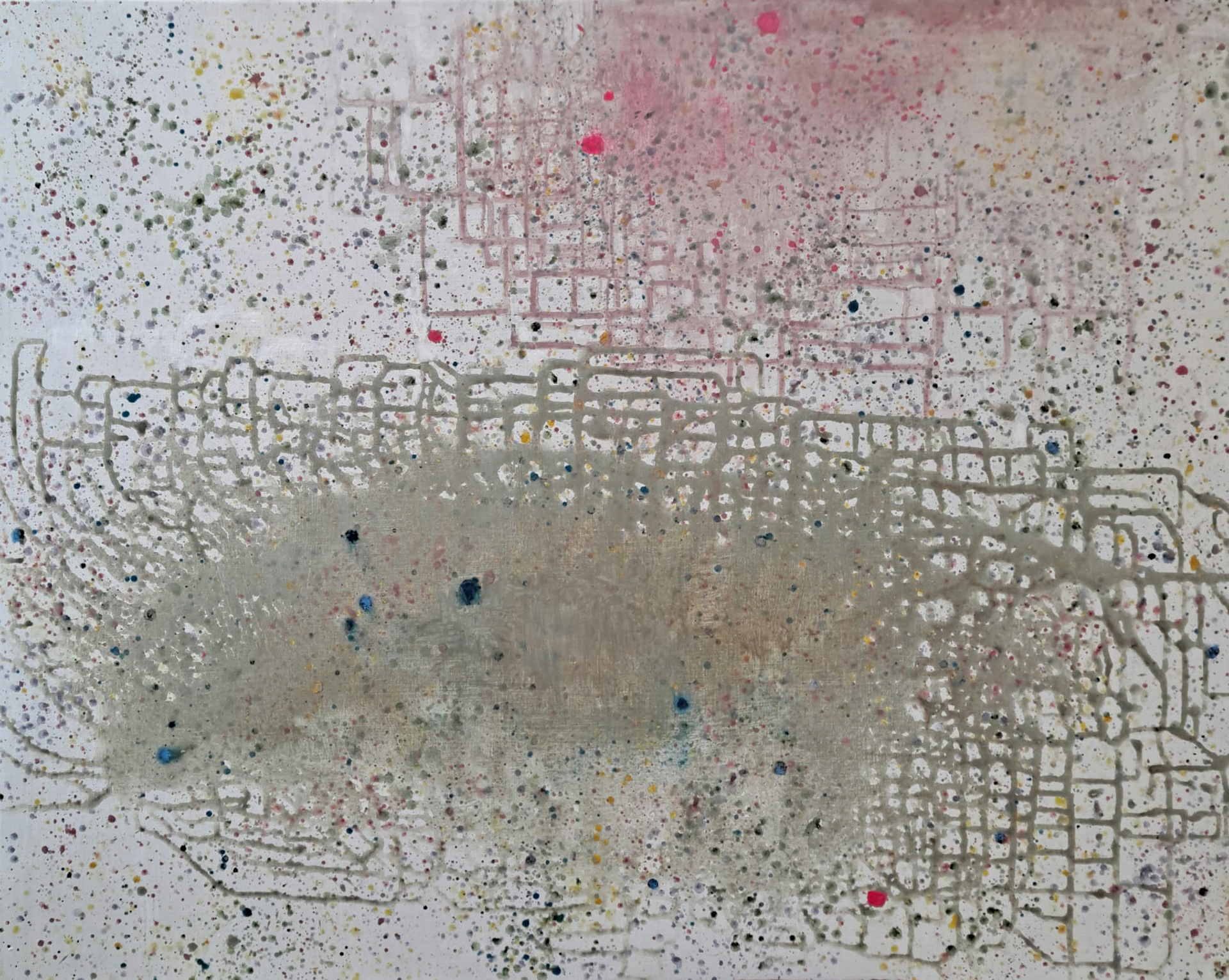 Avaruuspölyä 1, Stardust,, 100x130cm, akryyli, pellava, 2022