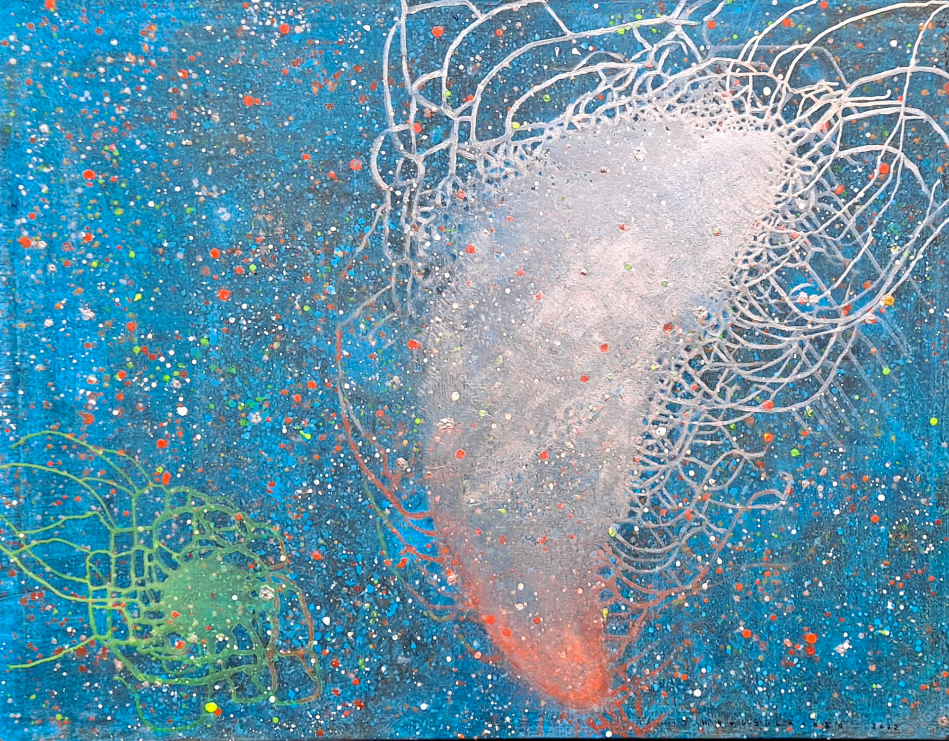 Avaruuspölyä 6, Stardust, 100x130cm, akryyli, pellava, 2022