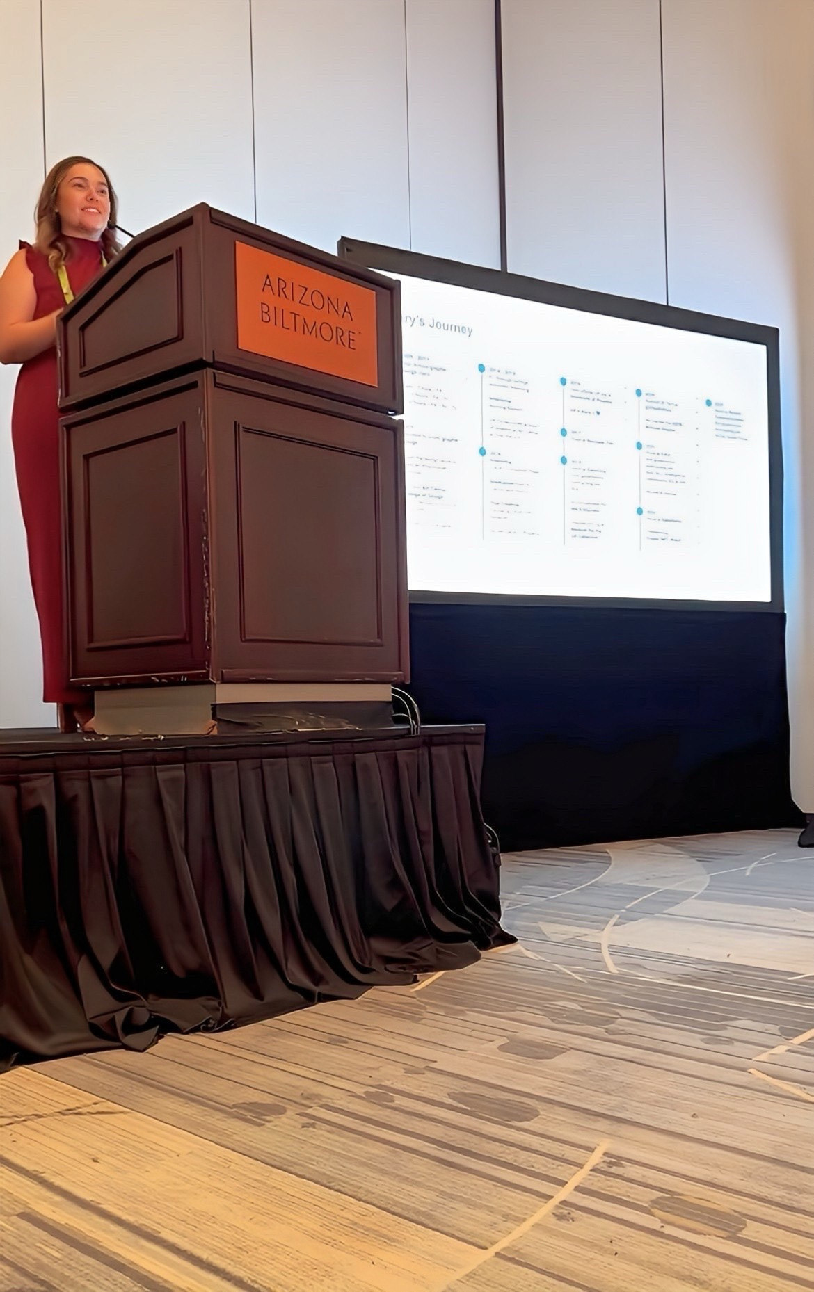 Mary talking about the importance of journey mapping at the Human Factors and Ergonomics Society's Annual conference.