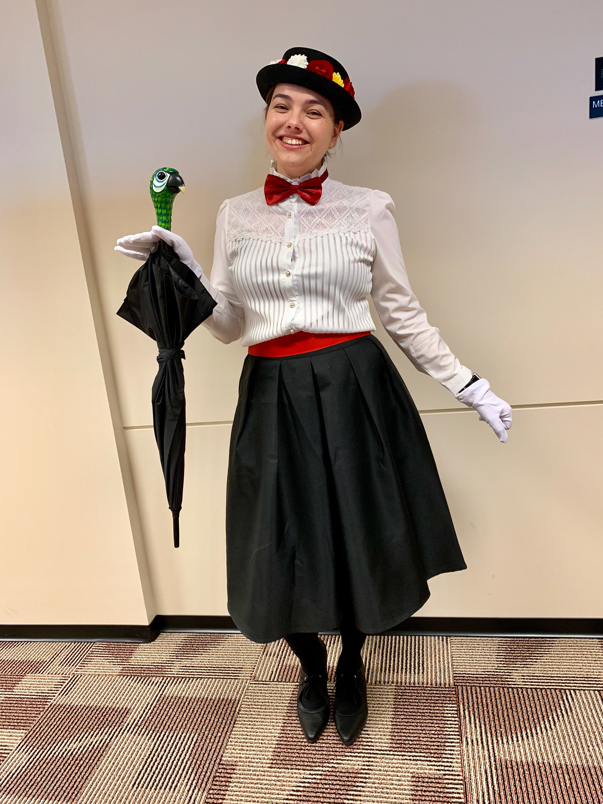 Mary dressed as Mary Poppins for a company Halloween Party