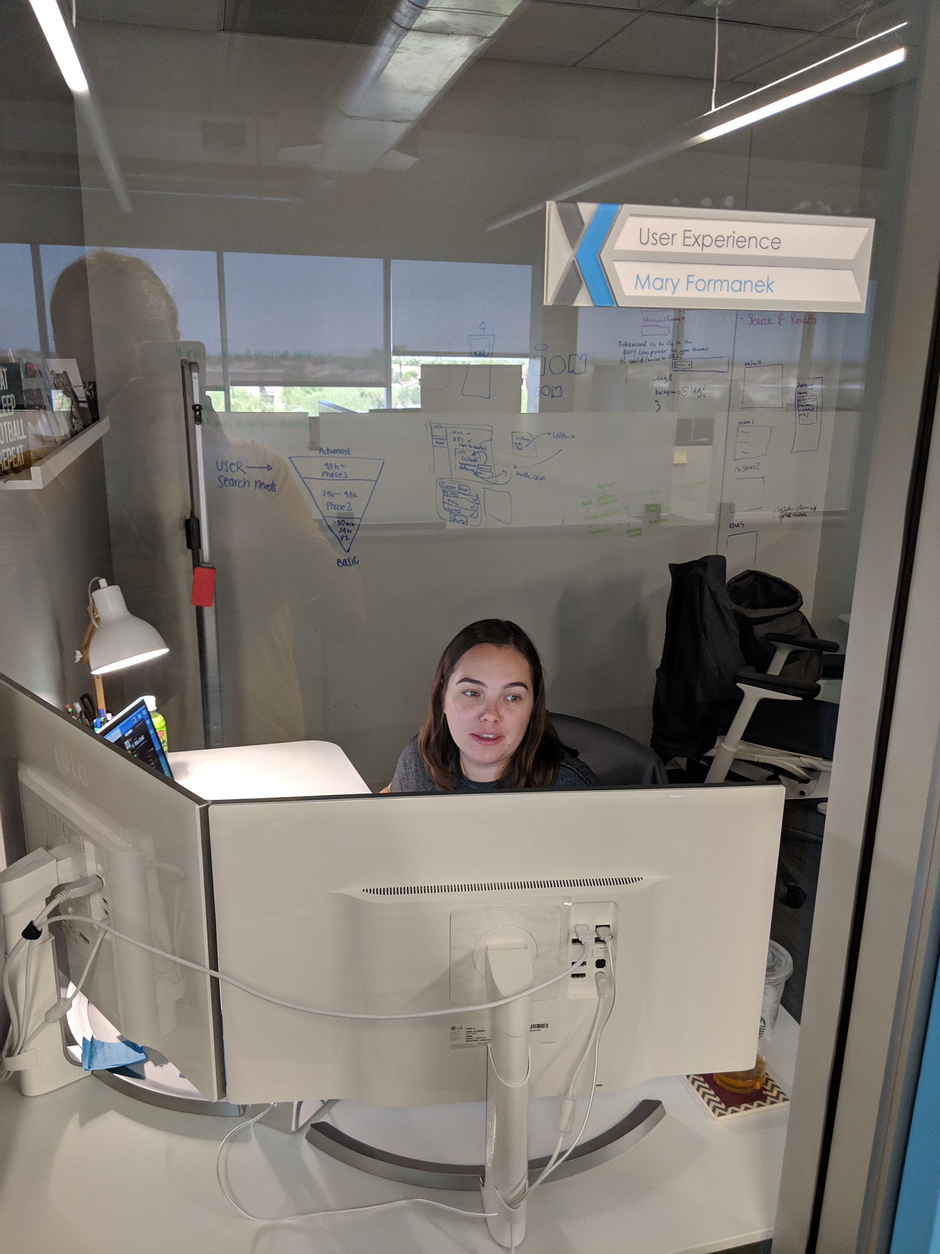 Mary in the wild, at her desk at Connexta
