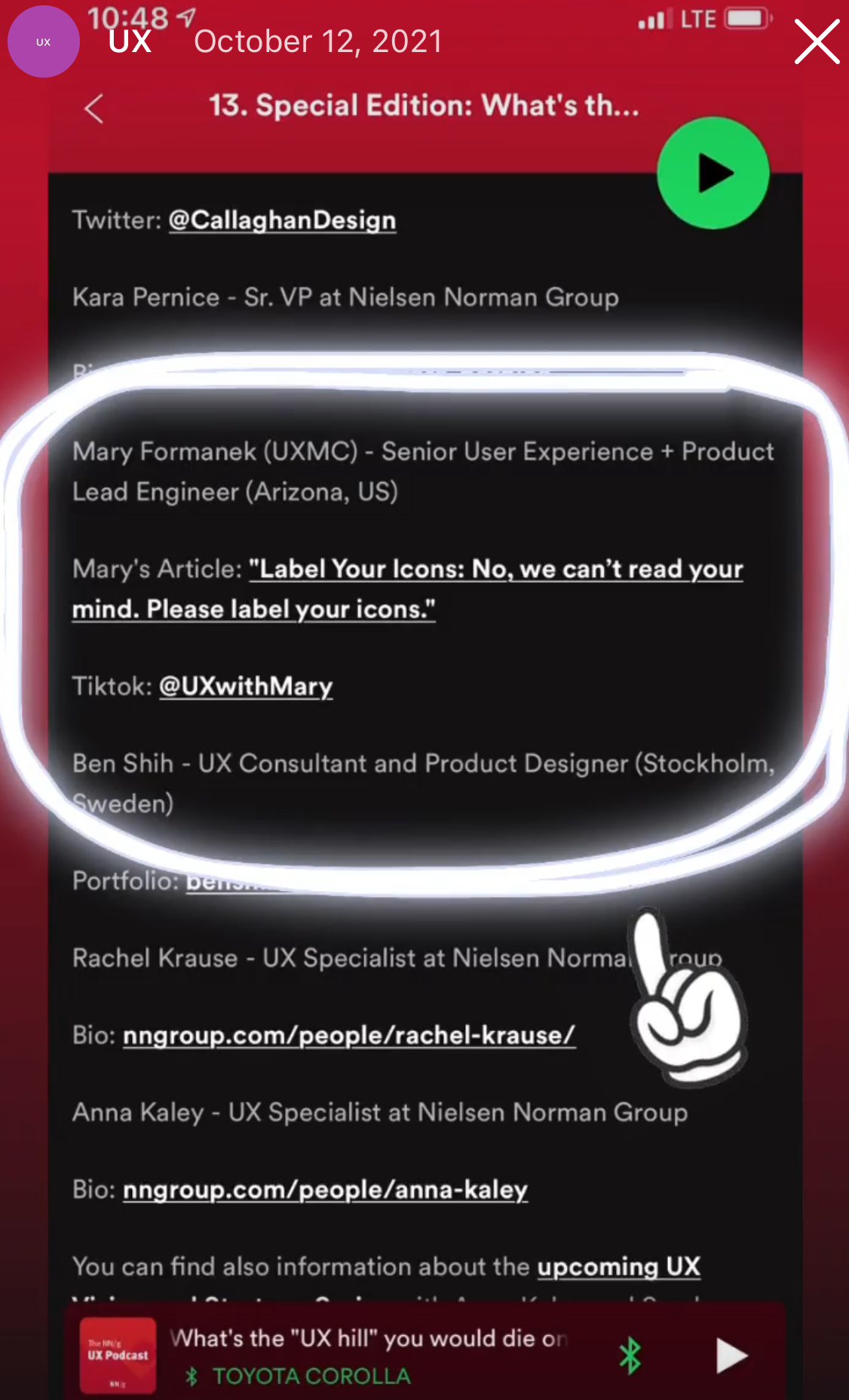 Mary's appearance on the NN/g podcast