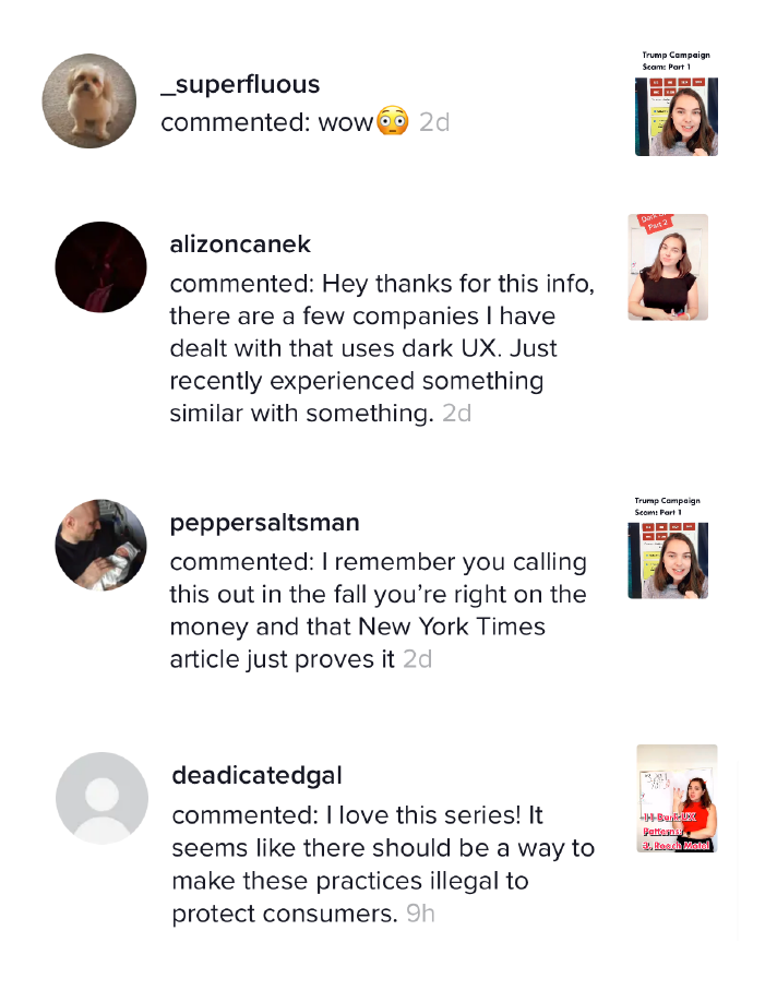 top comments from Mary's Tiktoks