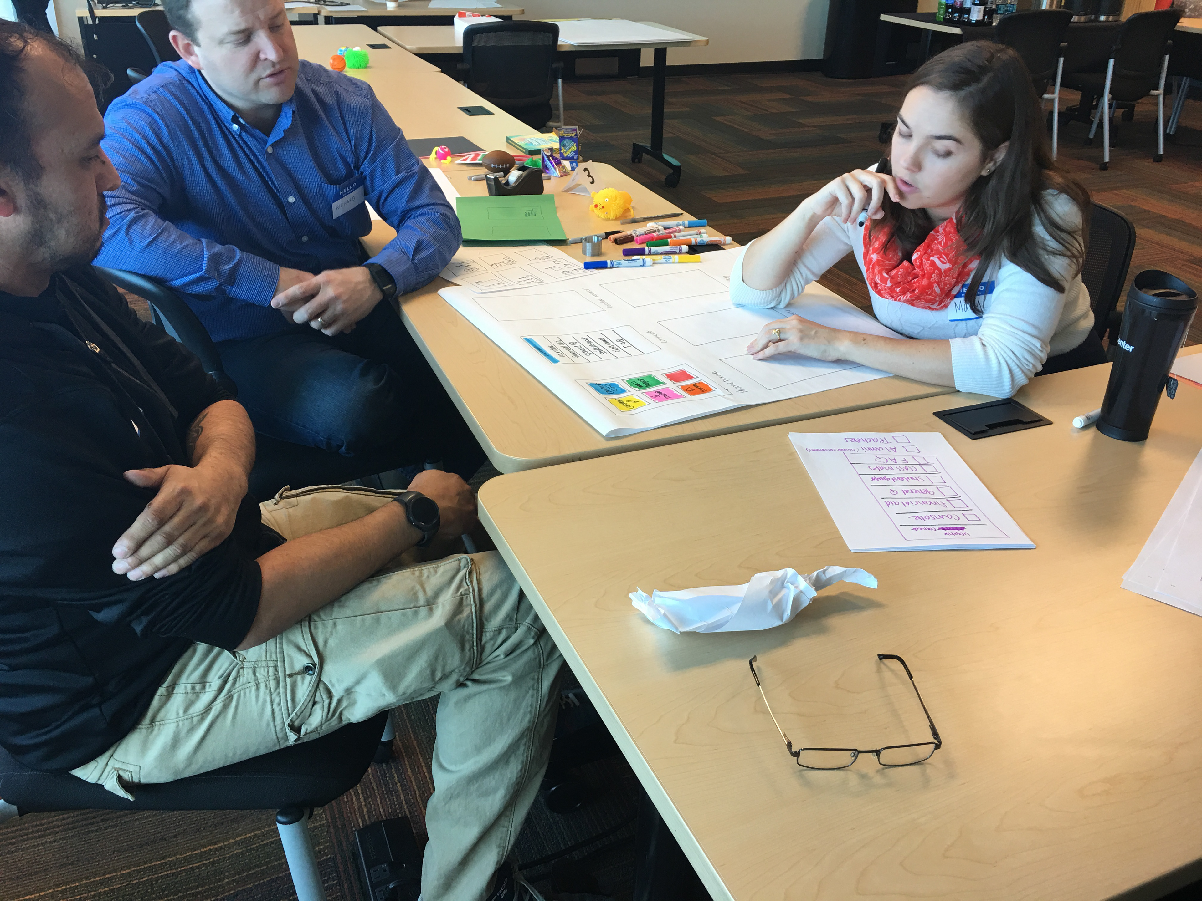 Mary working with users at a workshop