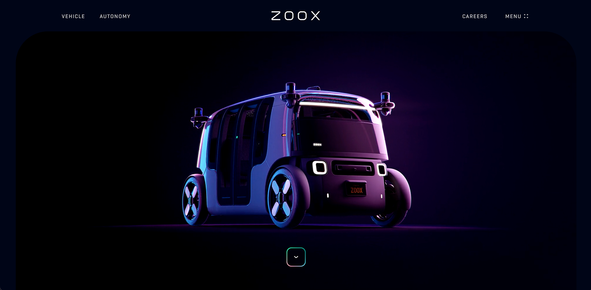 Screenshots of Zoox's website for style reference (July 2023)