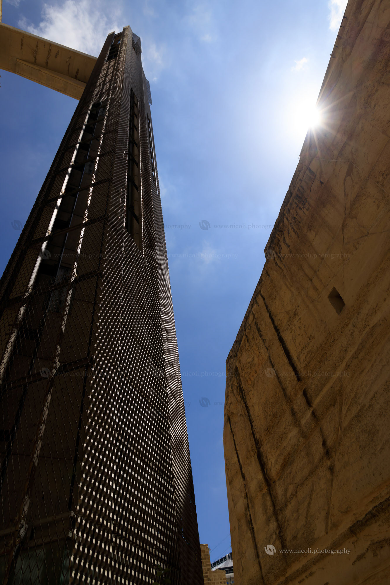 Upper Barrakka lift linking the Grand Harbour to the Upper Barrakka Gardens and Valletta city centre