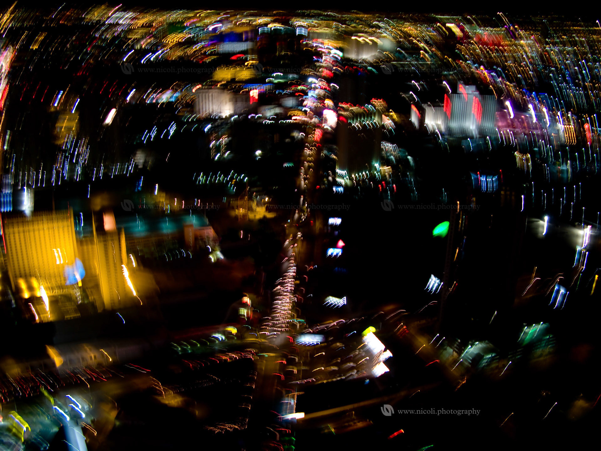 Las Vegas, Nevada circular blurred shot. The Strip.
