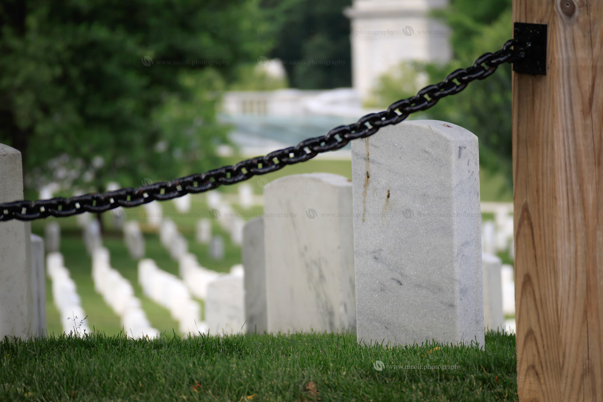 Arlington National Cemetery tombs, shallow depth of field.