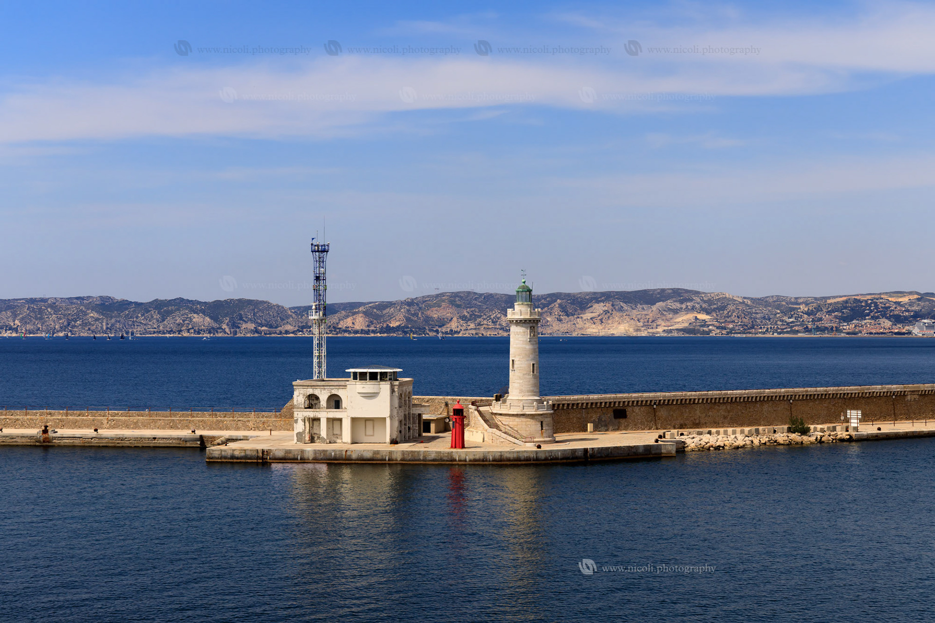 Lighthouse at the mediterranean sea,  Marseille France.