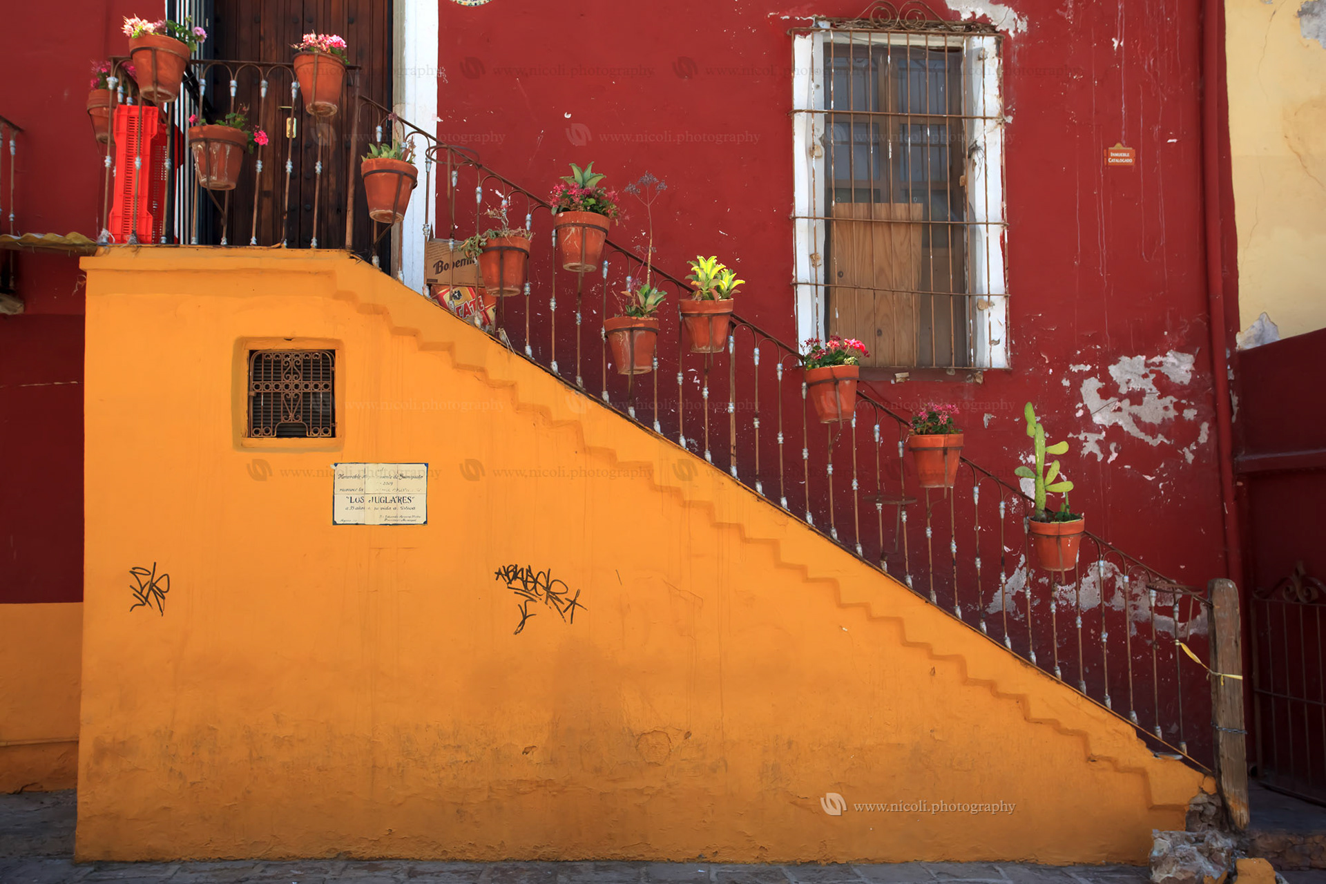 GUANAJUATO, MEXICO - APR, 20, 2013: House detail in the historic city of Guanajuato. Guanajuato, Mexico on Apr, 20, 2013.