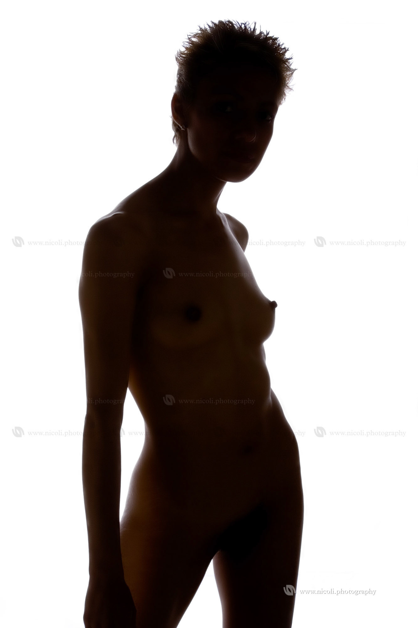 Beautiful nude body in shadow